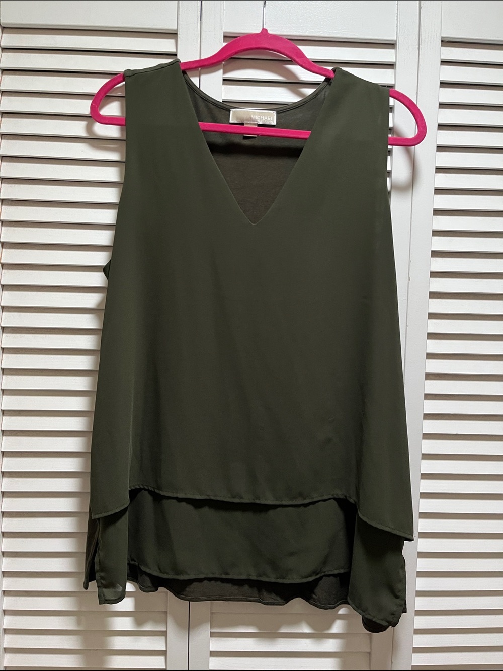 Michael Kors Olive Green Top with Beige Label